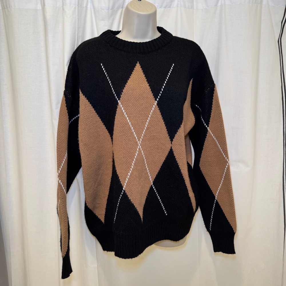 Black and Brown Argyle Sweater